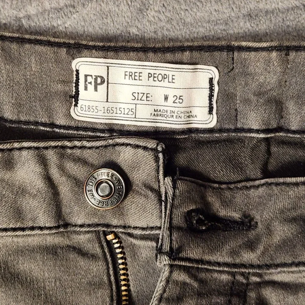 Free People Just Float On Flare Jeans Womens Size W25 Grey Raw Hem‎ Bell Bottoms